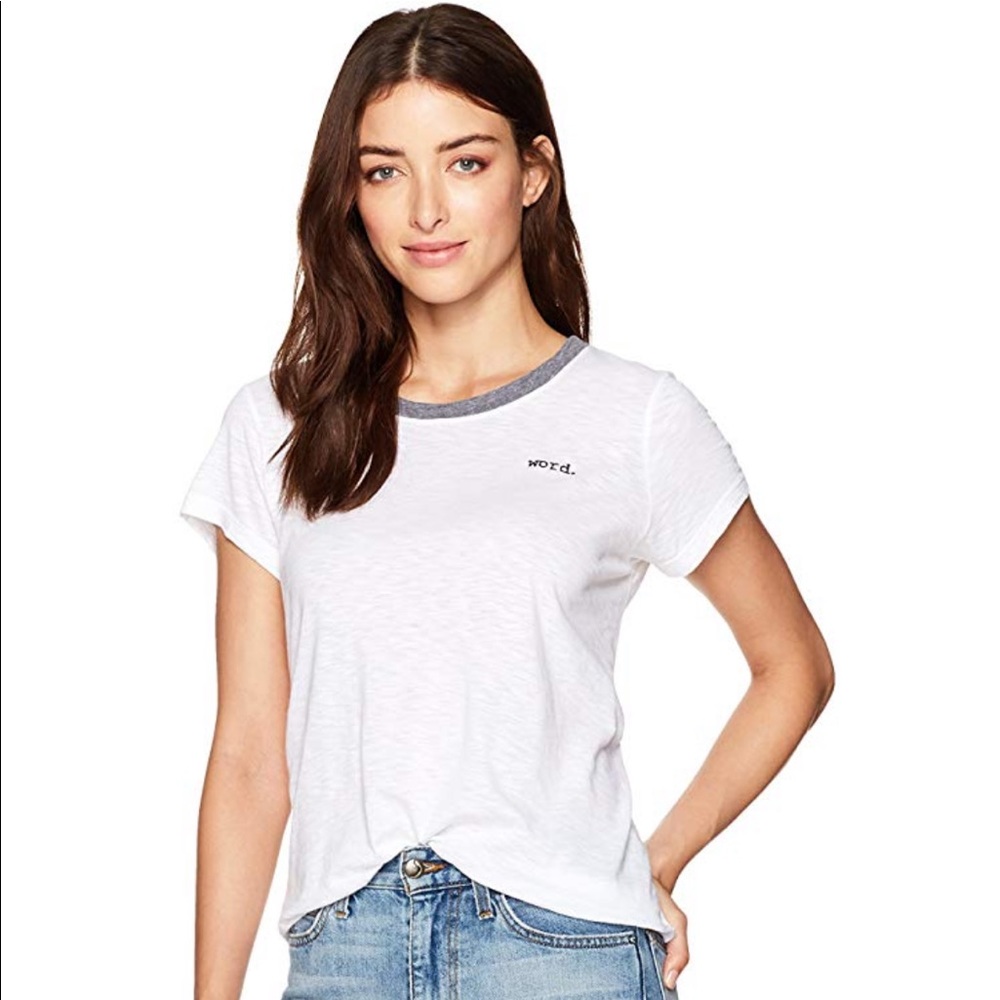 Michael Stars Embroidered “Word” Ringer T-shirt